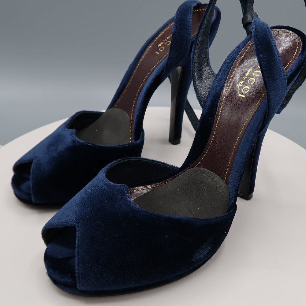 Prada Midnight Blue Velvet Heels